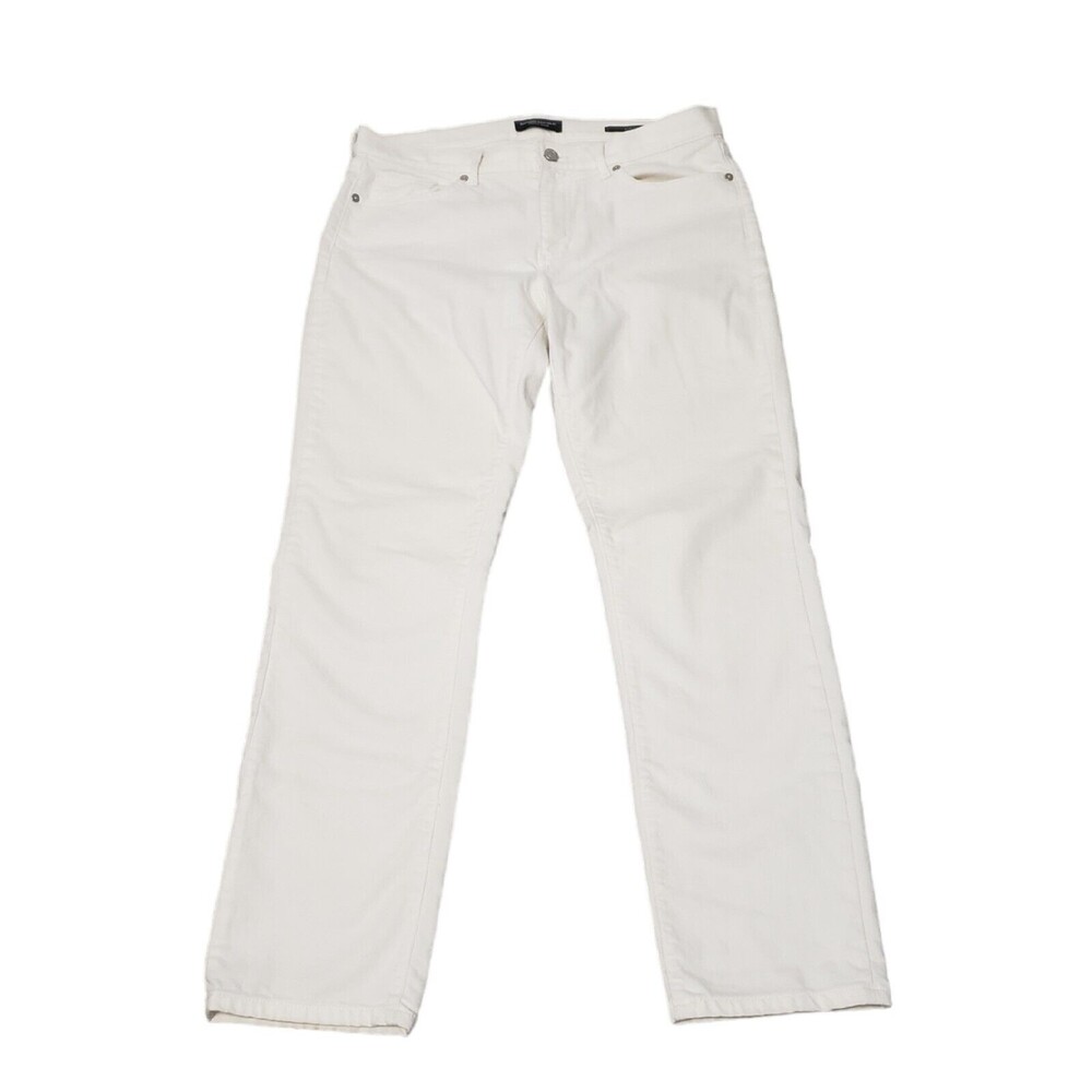 Banana Republic White Jeans 8/29 Slim Straight Premium Denim Mid-Rise 5-Pocket